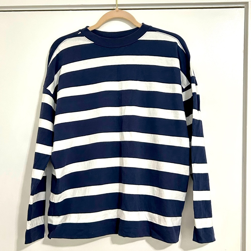 AYR The Early Morning Tee, Women’s, Blue White Stripe, Baltic Stripe, Small